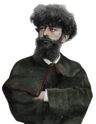 El Sar Merodack Josephin Peladan, seudónimo de Josephin Peladan (1858-1918) escritor y ocultista francés - Grabado por Navellier en “El Diario Ilustre” de 1892