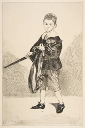 Niño con una espada, girado a la izquierda