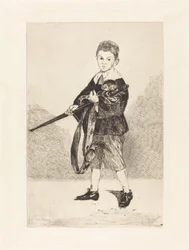 Niño con espada, girado a la izquierda