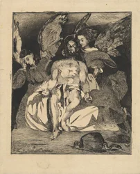 Cristo muerto con ángeles