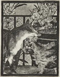 El gato y las flores