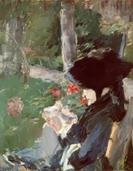 Mme Manet madre en el jardín de Bellevue