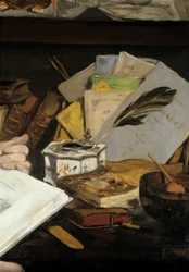 Retrato de Emile Zola, detalle