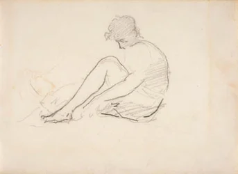 Mujer sentada (Un boceto ligero de una cabeza masculina)