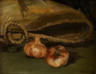 Naturaleza muerta con bolsa y ajo. 1861-62