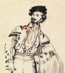 La bailarina española, Don Mariano Camprubi, c.1862 (lápiz y aguada sobre papel)