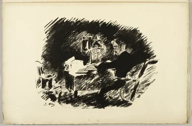 Bajo la lámpara ("Érase una vez en una medianoche lúgubre..."), de El Cuervo (Le Corbeau)