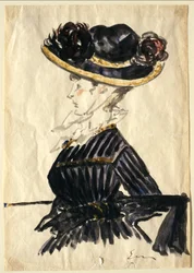 Mujer con sombrero grande