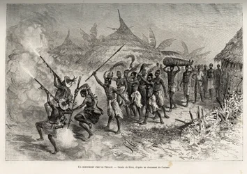 Un funeral en el Siene-re, en Fourou (Mali) (grabado)