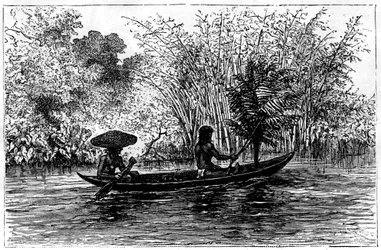 Canoa en el río Esequibo, Guyana, siglo XIX