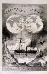 Frontispicio “Los hijos del Capitán Grant” por Jules Verne