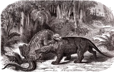 El Iguanodonte y el Megalosaurio