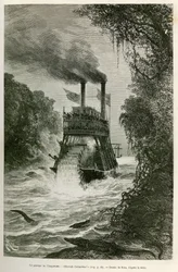 El paso de la Angostura (Colombia), por el barco de vapor de la expedición, ilustración del viaje a América equinoccial (Colombia, Ecuador, Perú), en 1875-1876, por Edouard Andre (1833-1894), viajero encargado de una misión por el gobierno francés
