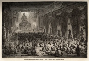 Ceremonia religiosa en una lamasería china