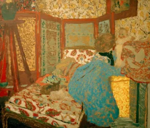 La dama azul con niño