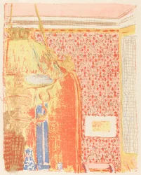 Interior con papel tapiz rosa III (Intérieur aux tentures roses III)