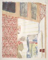 Interior con papel tapiz rosa III
