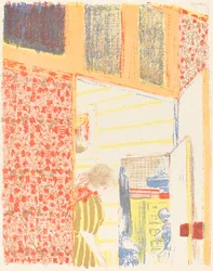 Interior con papel tapiz rosa II