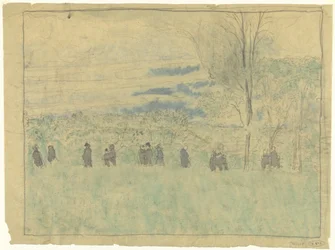Paisaje con caminantes: cortejo fúnebre (?)