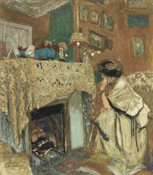 Madame Hessel junto a la chimenea