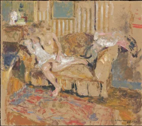 Desnudo en el salón rayado