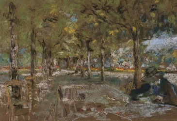 Leyendo bajo los árboles en Amfreville, c.1906
