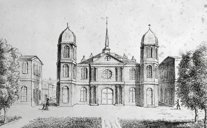Iglesia de Nueva Orleans, Estados Unidos de América, litografía de Edouard de Montule (1792-1828) de Viaje a América, Italia, Sicilia y Egipto