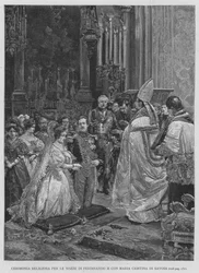 Cerimonia Religiosa Per Le Nozze Di Ferdinando II Con Maria Cristina Di Savoia (grabado)