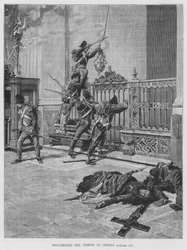 Saqueo del Templo de Cesena (grabado)