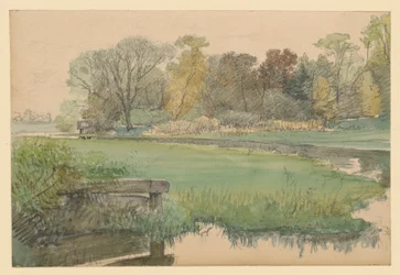 Paisaje con prado y arroyo