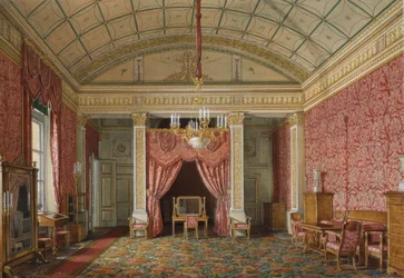 Interiores del Palacio de Invierno. El Primer Apartamento Reservado. El Dormitorio de la Gran Princesa María Nikoláyevna, 1867