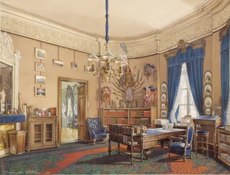 Interiores del Palacio de Invierno. El Estudio del Príncipe Heredero Nikolay Aleksandrovich, 1865