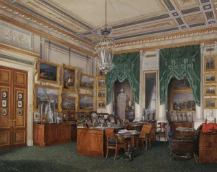 Interiores del Palacio de Invierno. El estudio del emperador Alejandro II, 1857