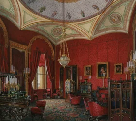 Interiores del Palacio de Invierno. El Estudio de la Emperatriz Alexandra Fyodorovna, mediados del siglo XIX
