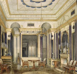 El Salón de la Emperatriz María Alexandrovna en el Gran Palacio en Tsarskoye Selo