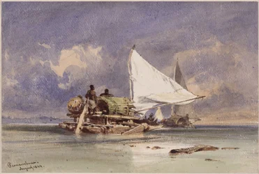 Jangadas en el mar, cerca de Pernambuco (Recife)