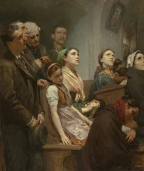 Le sermon - El sermón - Eduard Lebiedzki (1862-1915). Óleo sobre lienzo