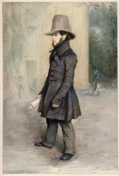 Alemán: Adolph von Menzel con sombrero Biedermeier