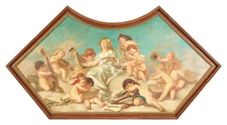Parte de una pintura del techo (alegoría de la música - Santa Cecilia)