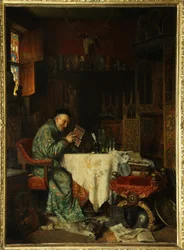 El Coleccionista (prestamista) - Pintura de Eduard von Gruetzner (1846-1925), óleo sobre lienzo