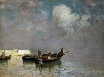 Marina con pescadores