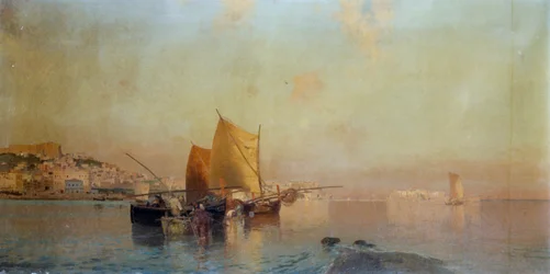 Puerto de Nápoles con barcos