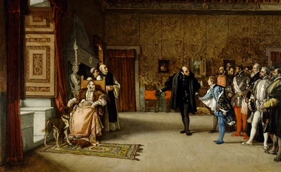 Presentación de Juan de Austria al emperador Carlos V en Yuste, 1869