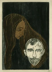 Cabeza de hombre con pelo de mujer