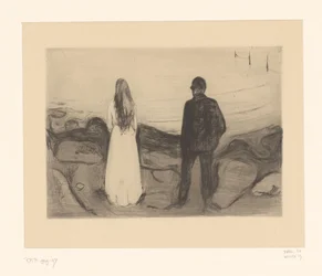 Hombre y mujer de pie en la orilla
Dos personas (título original)