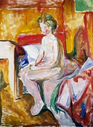 Desnudo al borde de la cama