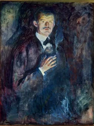 Autorretrato con cigarrillo (óleo sobre lienzo)