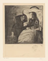 Mujer junto a un niño enfermo
El niño enfermo (título original)