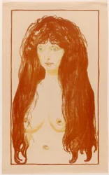 Mujer con cabello rojo y ojos verdes. El pecado