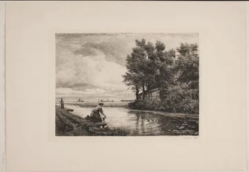 Paisaje holandés con arroyo